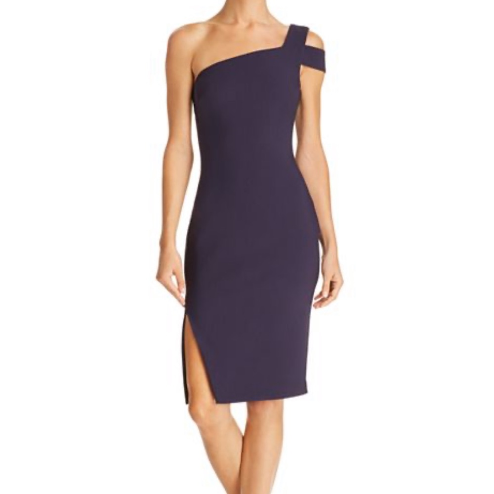 Likely One-Shoulder Midi Dress in Navy